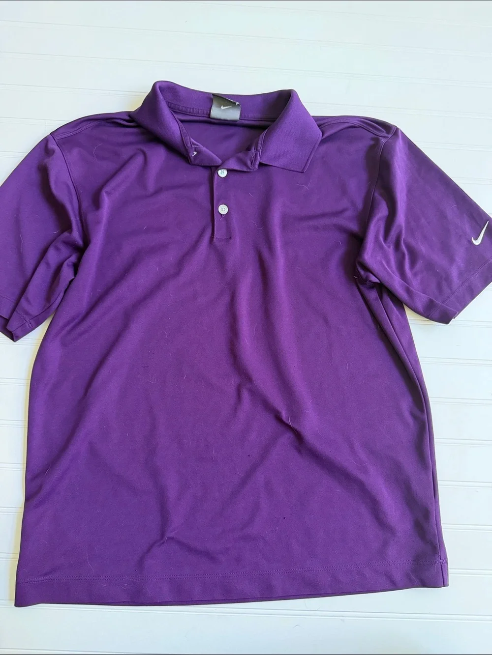(342)Nike Men’s Purple Polo Shirt with White Buttons